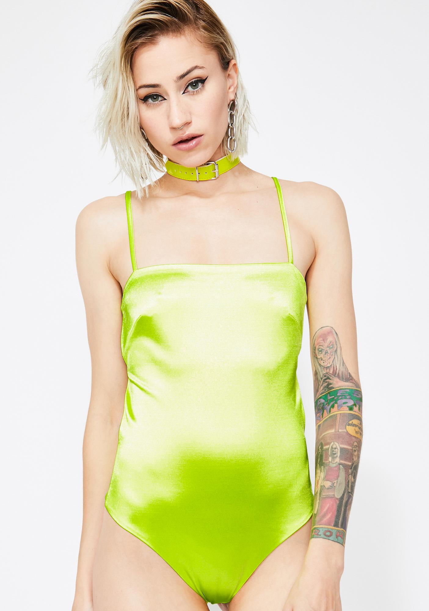 neon satin bodysuit