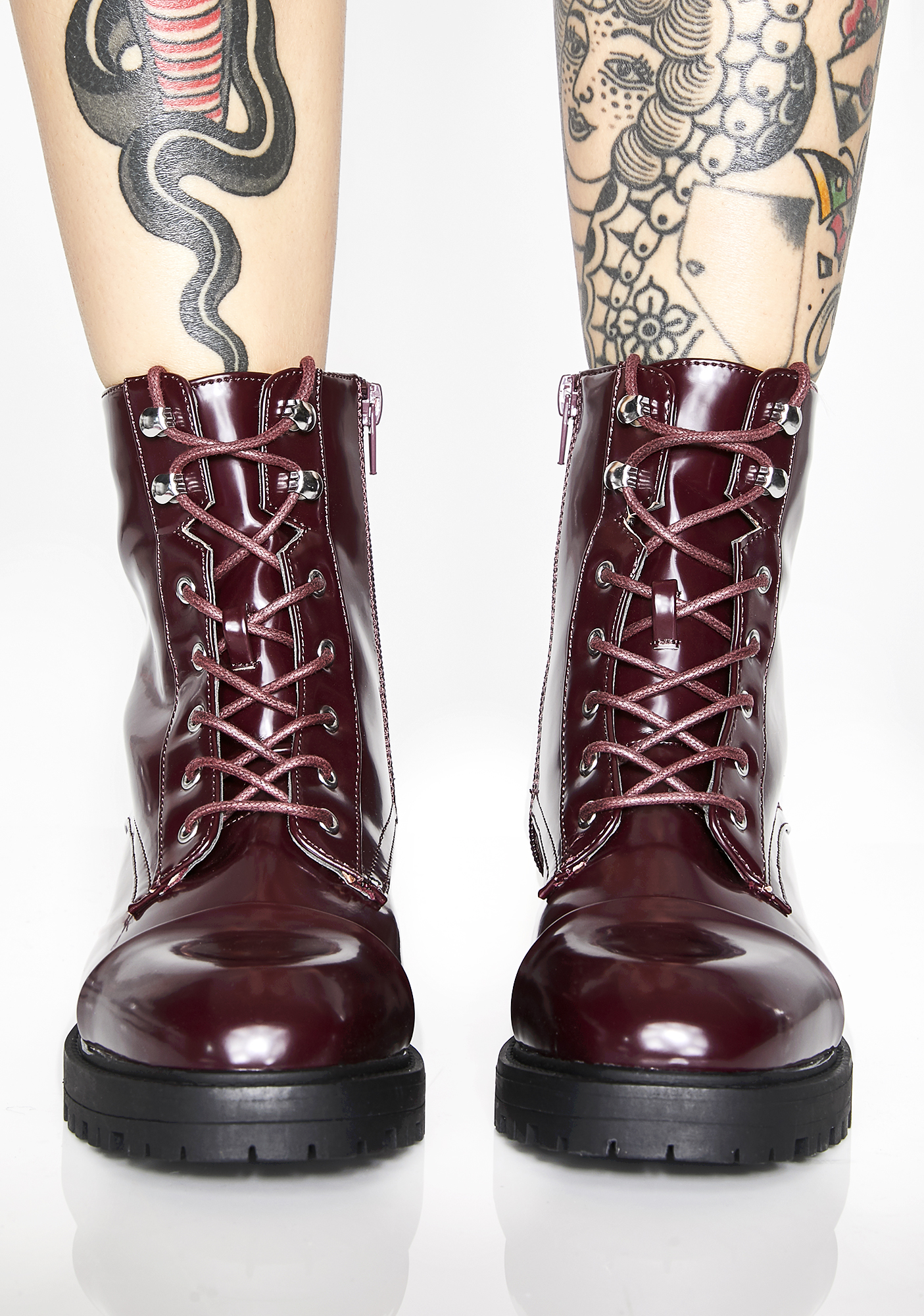 dark red combat boots