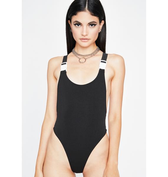 Buckle Strap Bodysuit Black Dolls Kill
