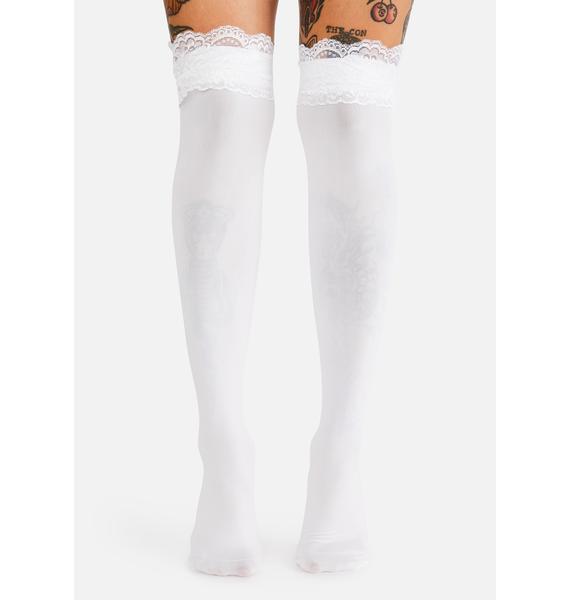 white knee high sheer socks