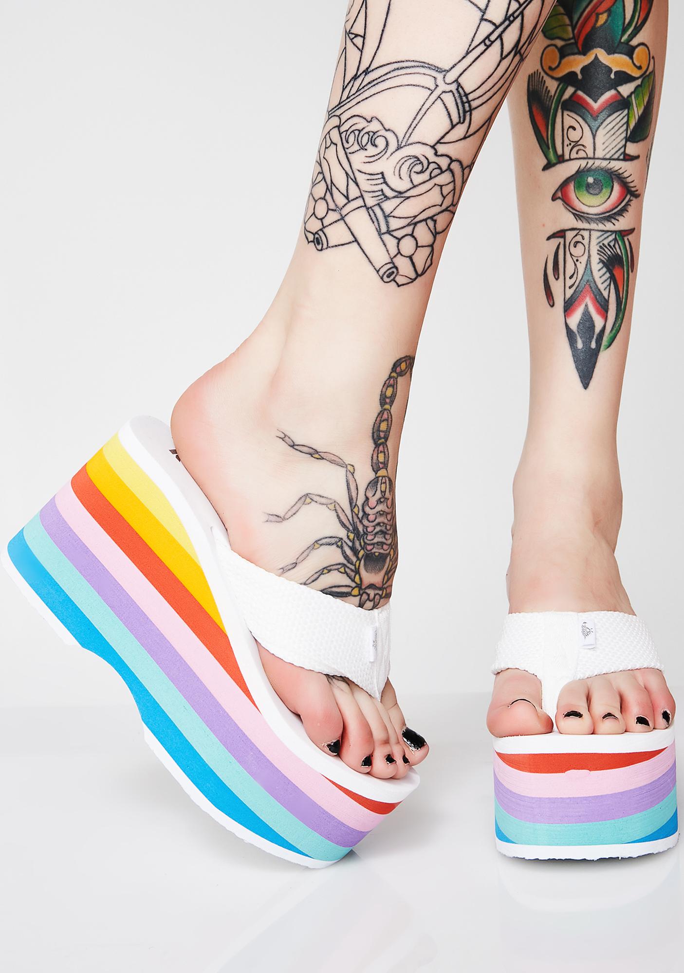 rocket dog rainbow flip flops