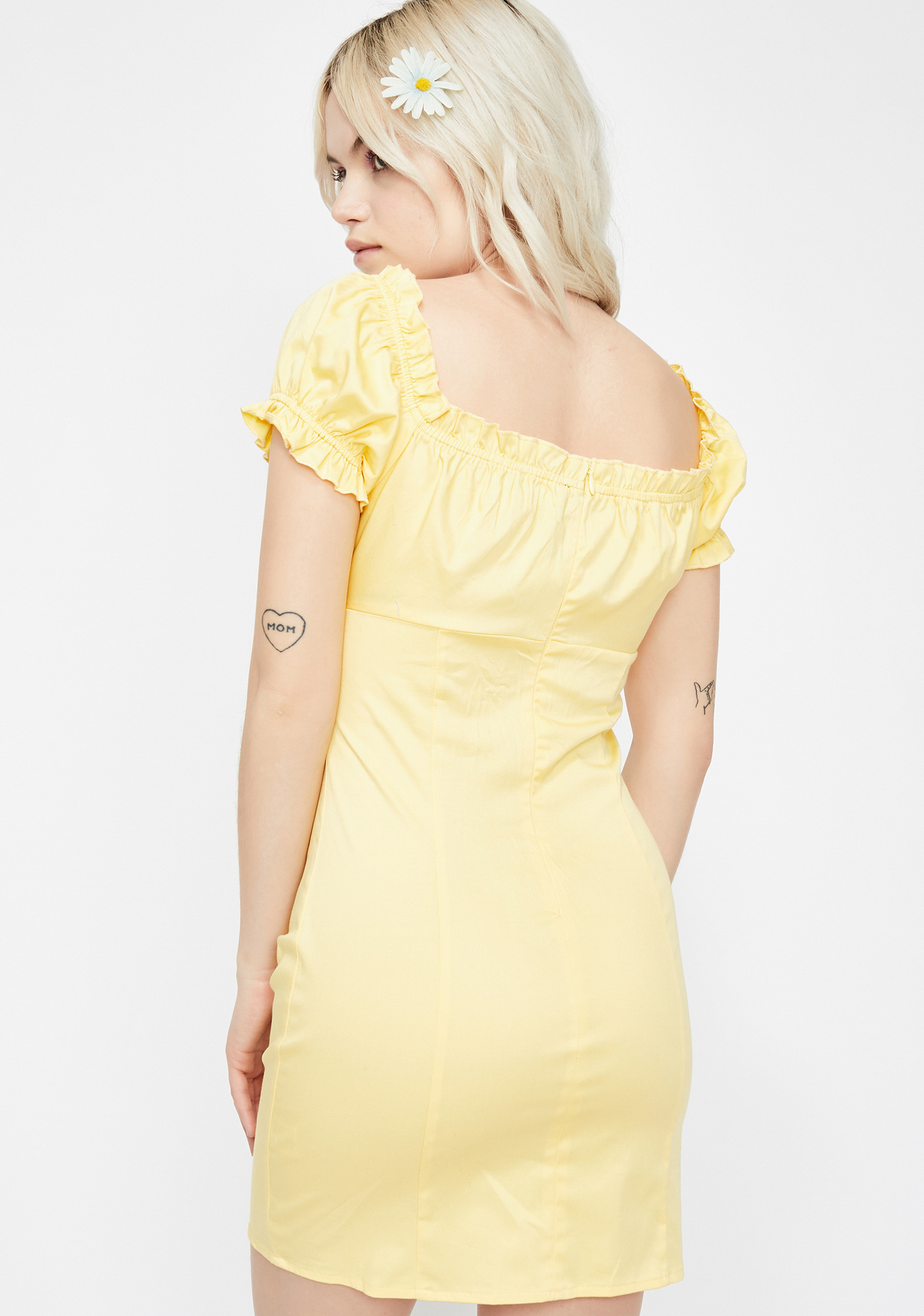 Yellow Ruched Sweetheart Mini Dress | Dolls Kill