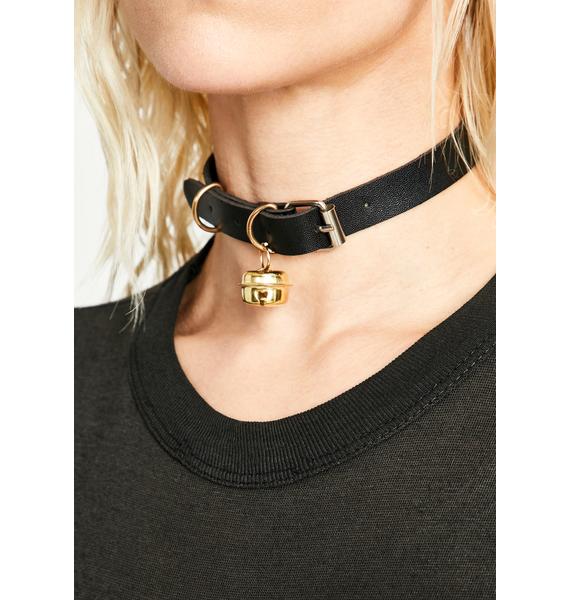 Bell Belt Buckle Choker Black Gold Dolls Kill