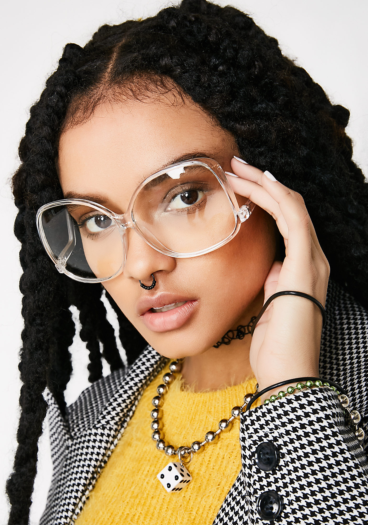 oversized clear glasses