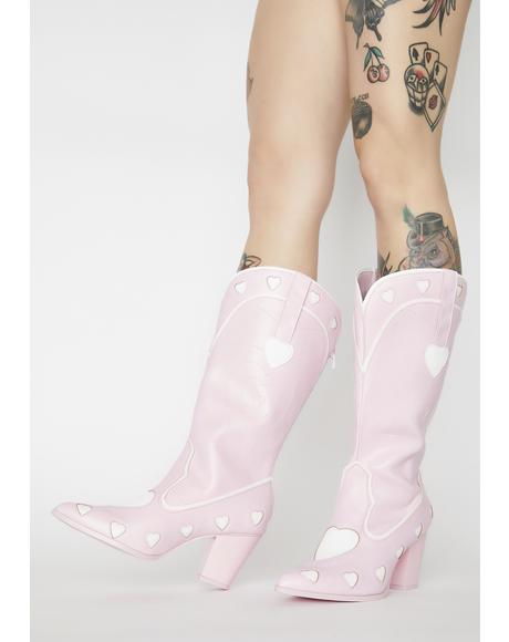 pink and white cowgirl boots