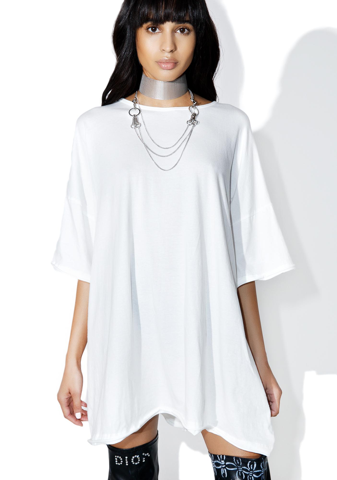 white oversized tee dress