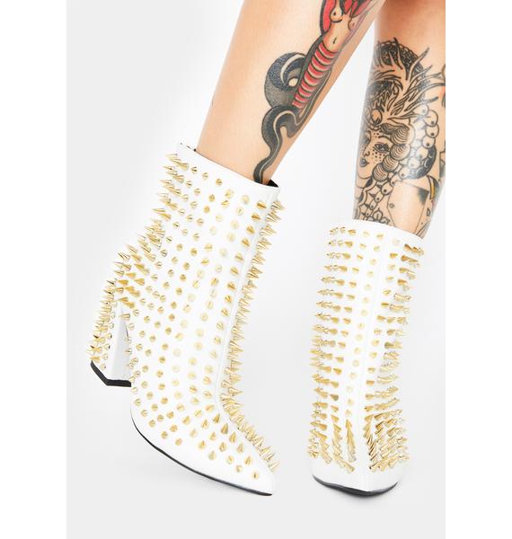 spiked chunky heel booties