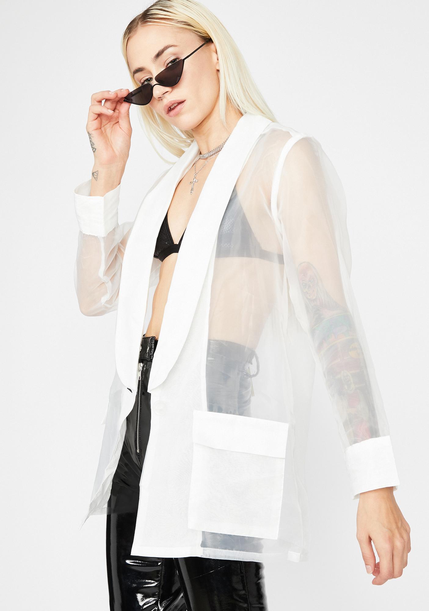 Sheer Organza Blazer White Dolls Kill