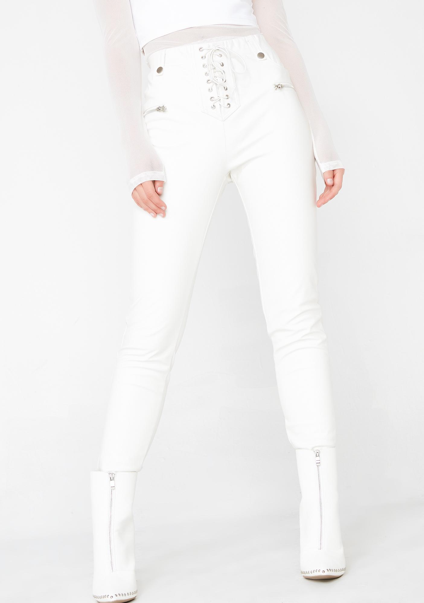White lace up pants Clearance