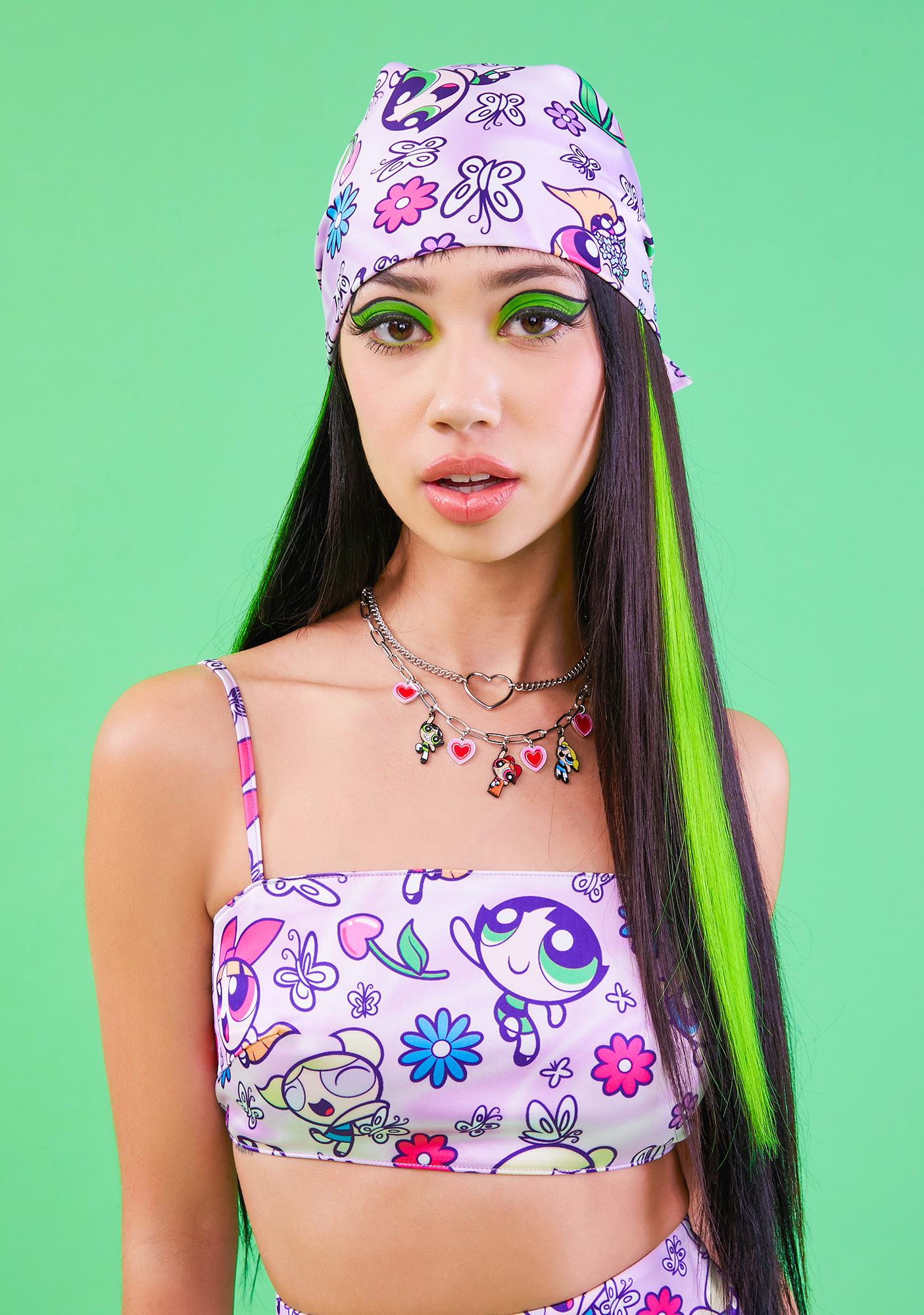 Dolls Kill x Powerpuff Girl Cherry Floral Head Scarf Rainbow Dolls Kill