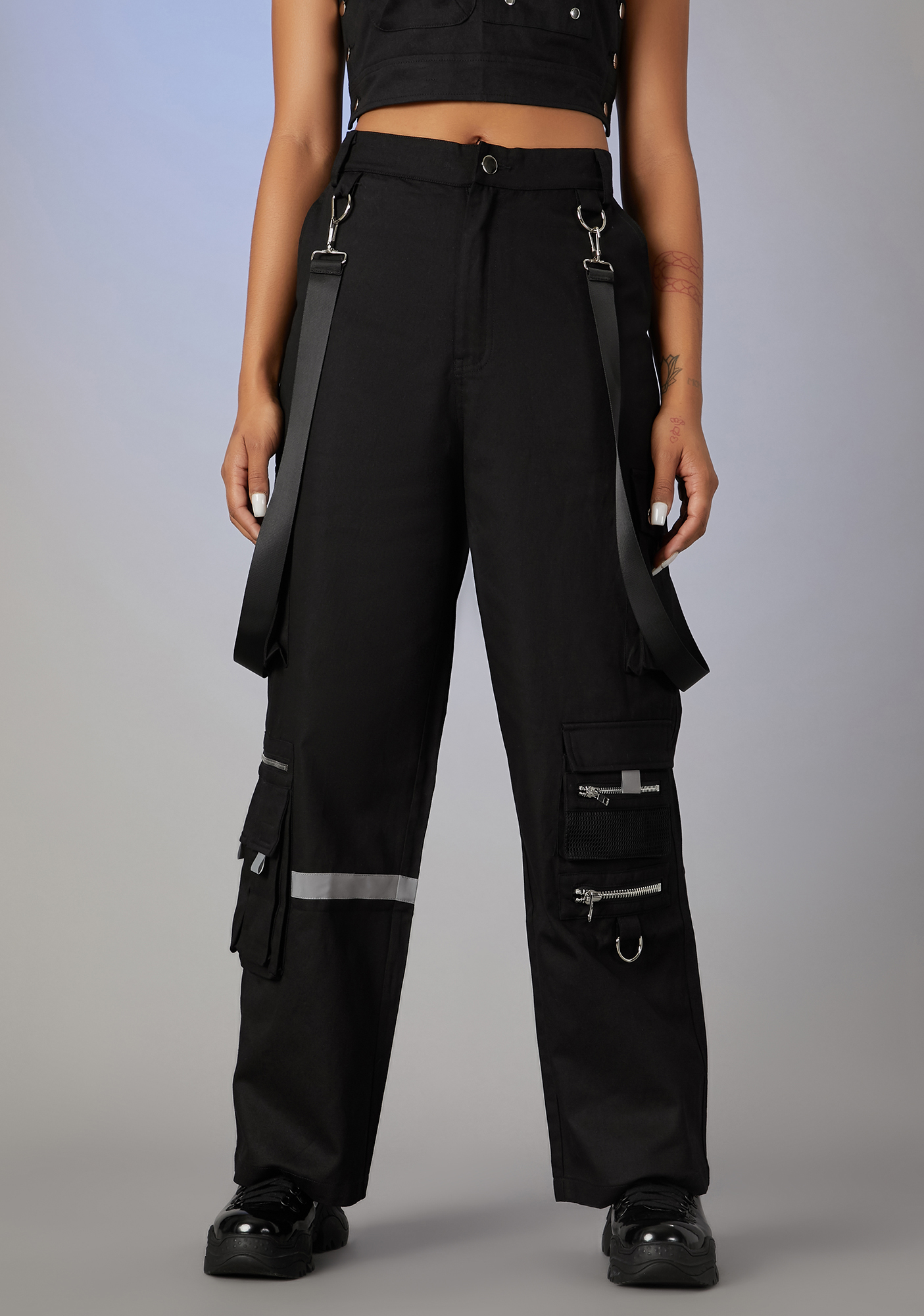Poster Grl Suspender Strap Utility Pants - Black | Dolls Kill