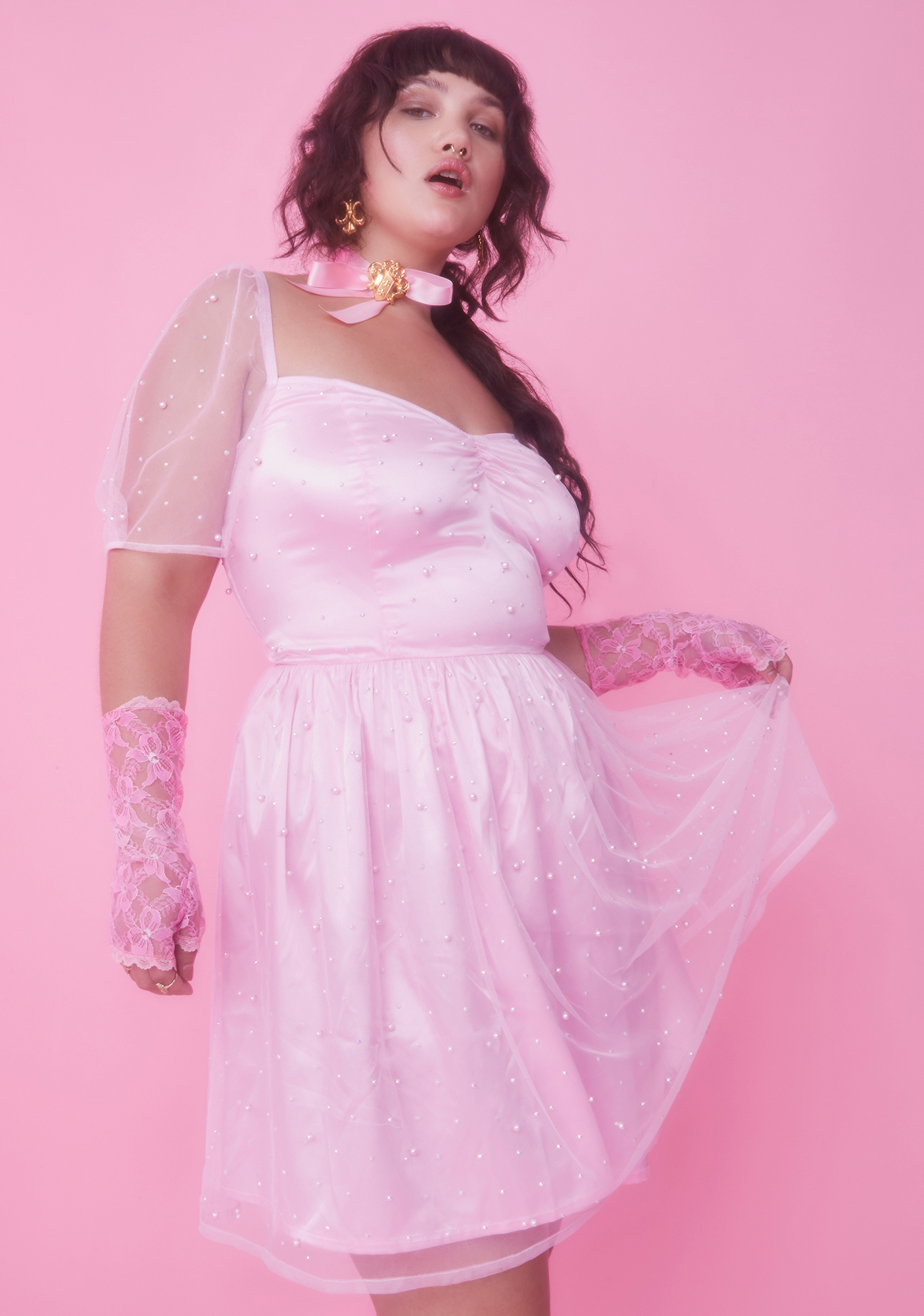 pink babydoll dress plus size