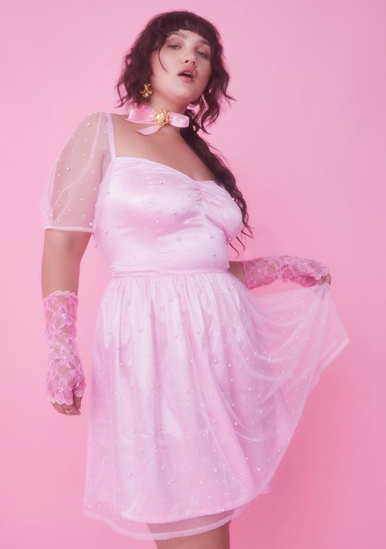 Sugar Thrillz Plus Size Pearl Tulle Babydoll Dress | Dolls Kill