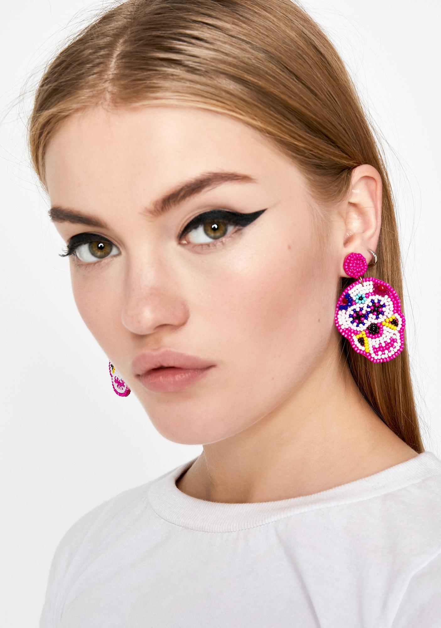 beaded skull earrings