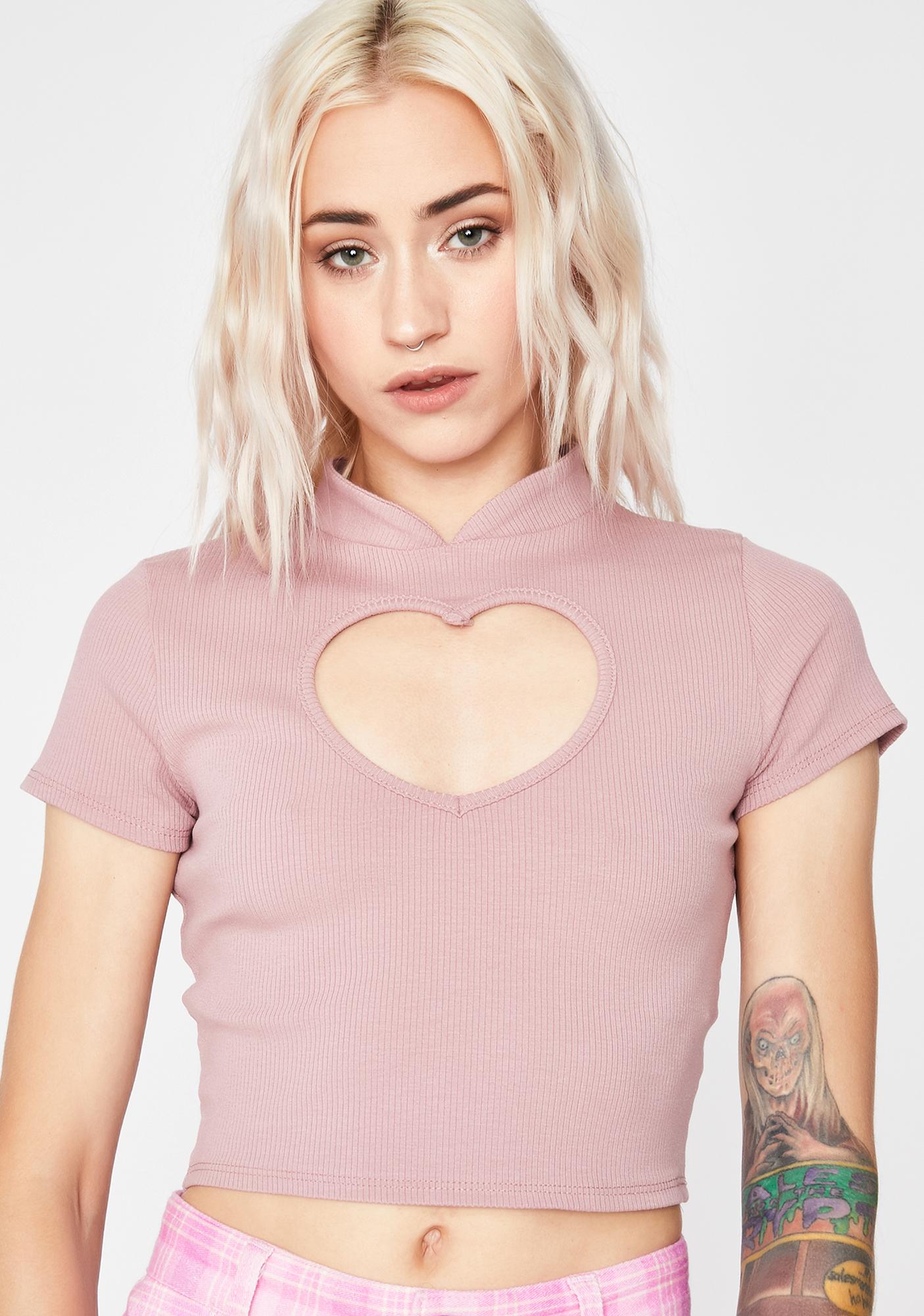 pink cut out top