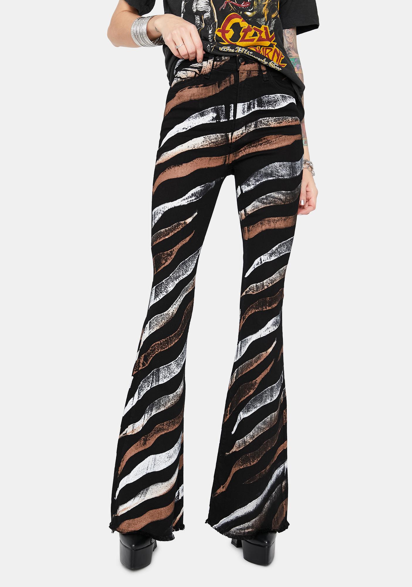 tiger print flare pants