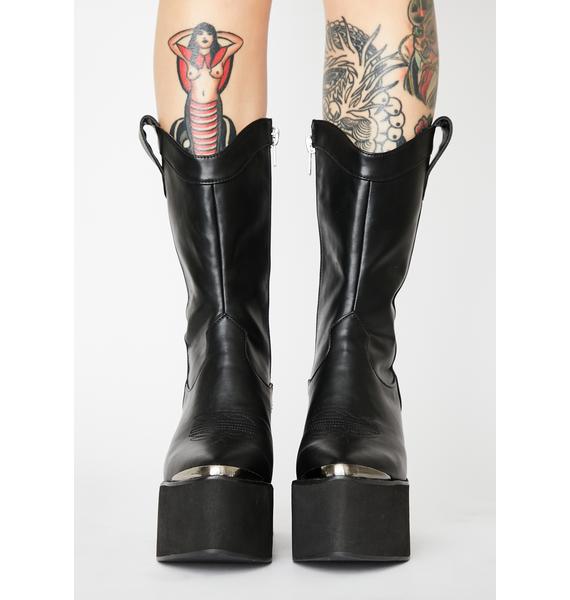 Club Exx Platform Cowboy Boots Black Dolls Kill
