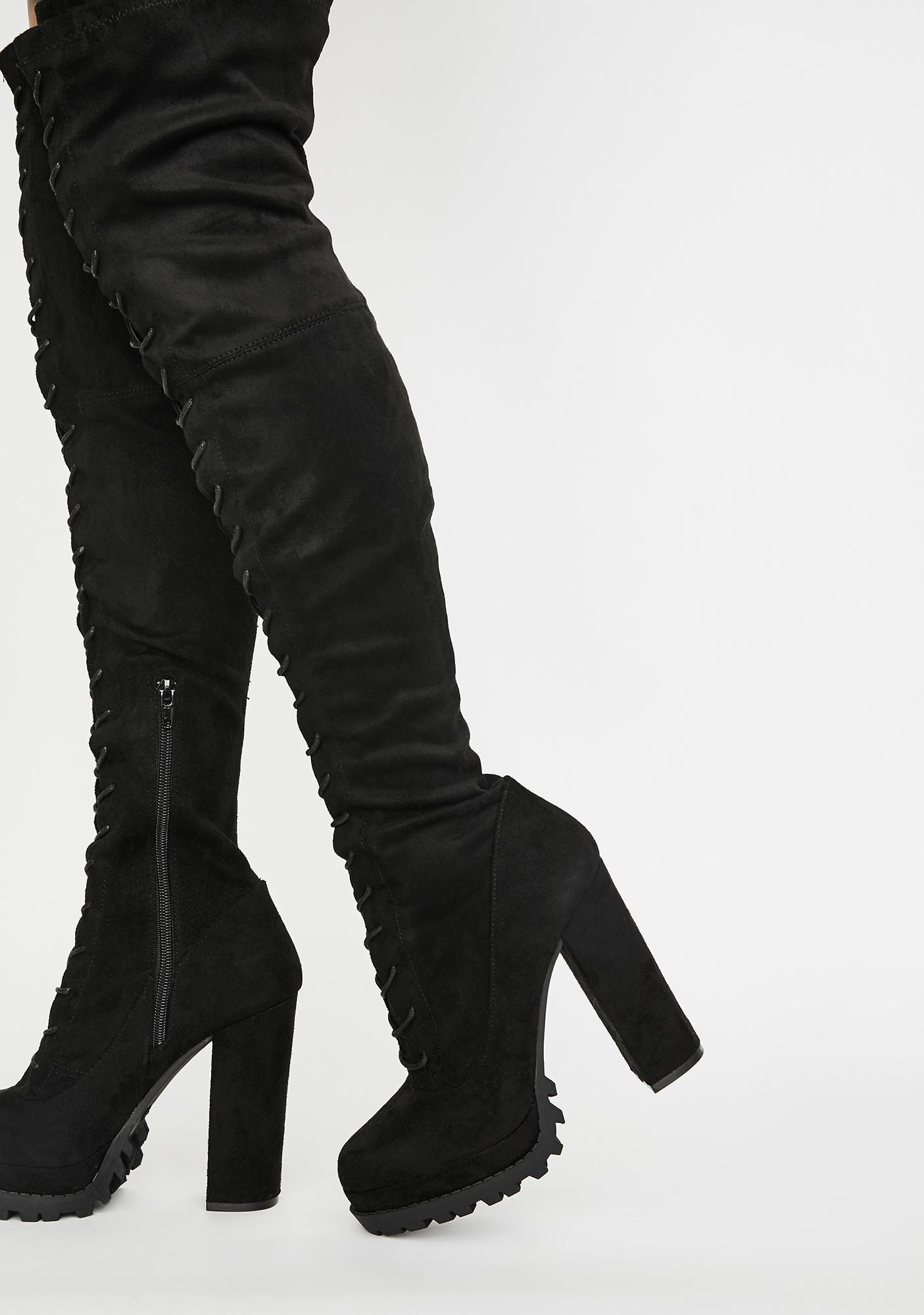 cleated thigh high boots