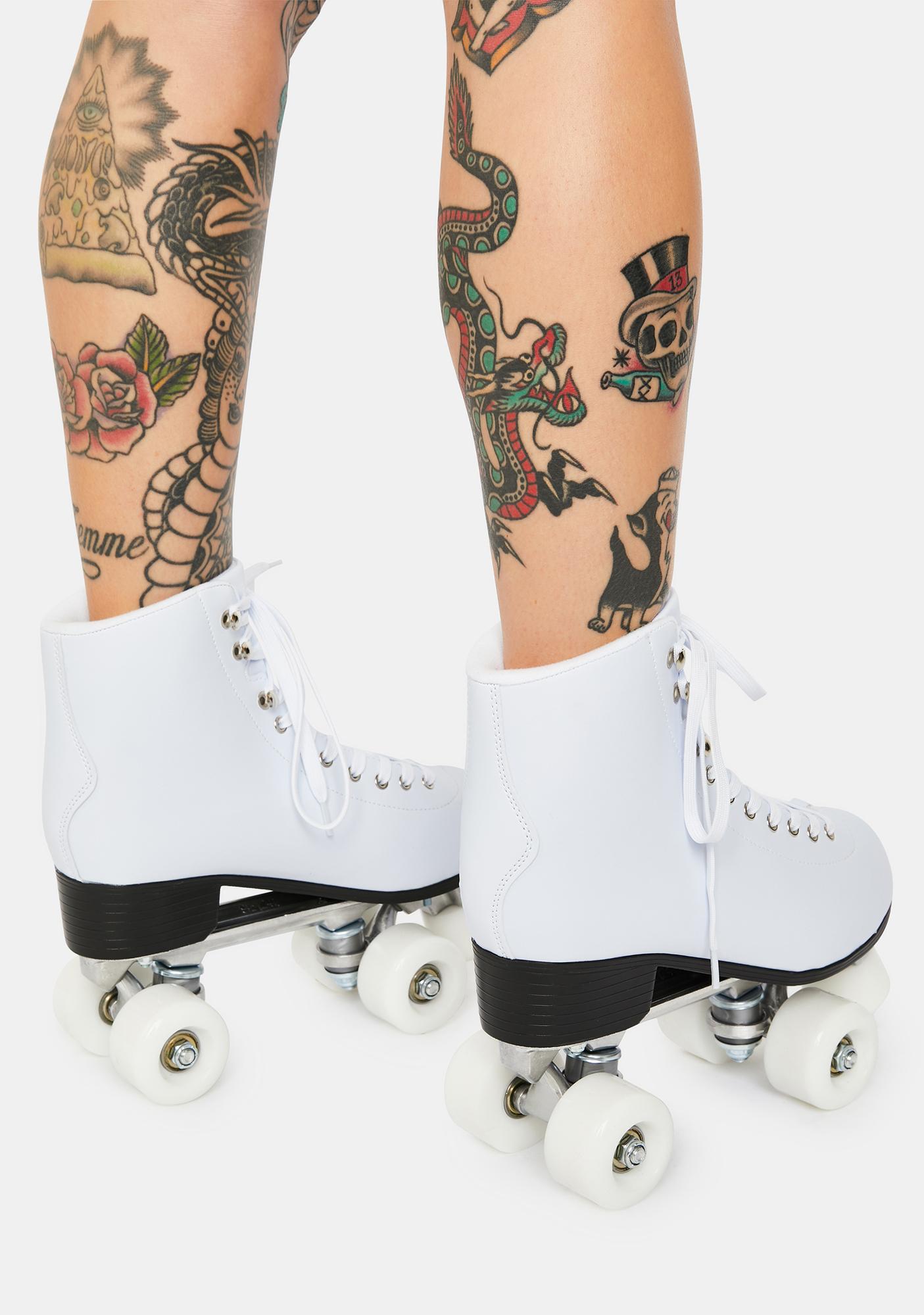 Lace Up Roller Skates - White | Dolls Kill
