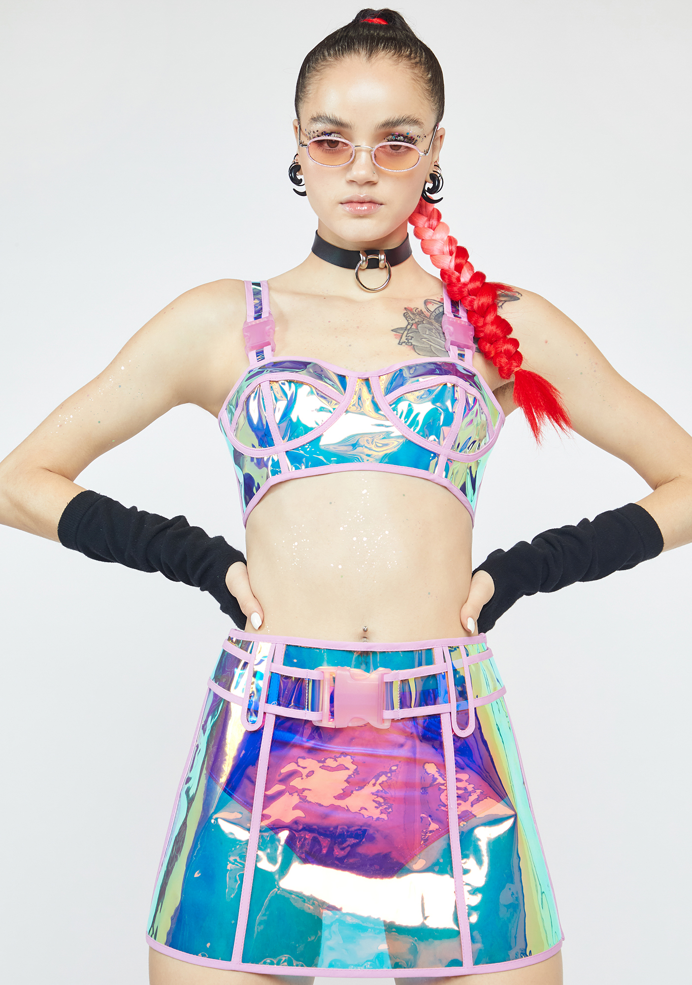 holographic pvc skirt