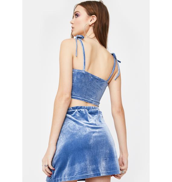 ZEMETA Sky Blue Velvet Skirt Set | Dolls Kill ZEMETA Sky Blue Velvet Skirt Set | Dolls Kill