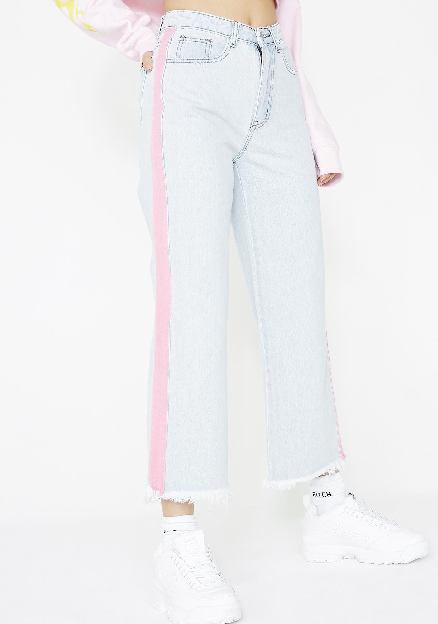 jeans with pink stripe