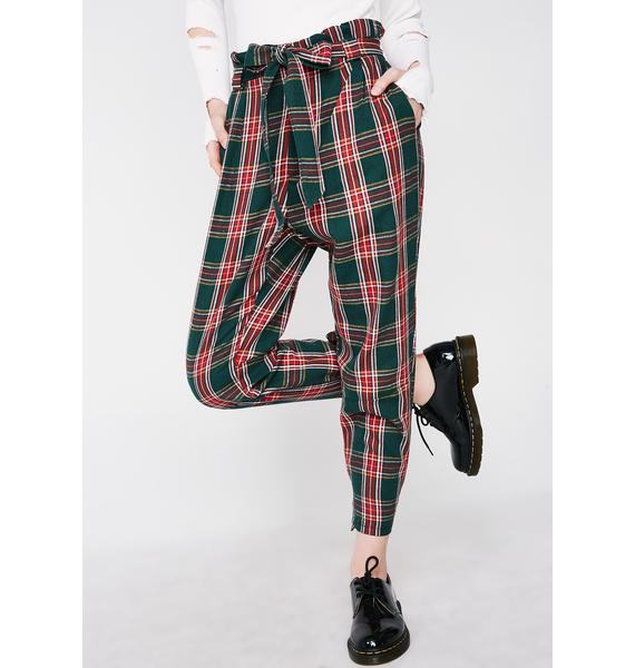 high waisted black plaid pants