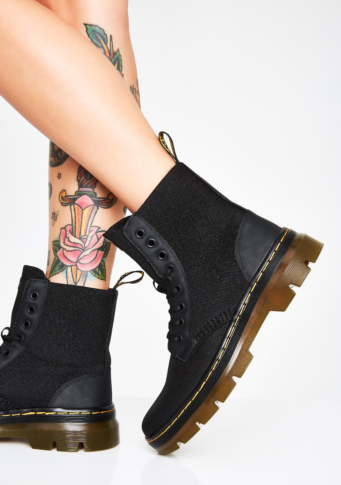 dr martens combs nylon ankle boots in black
