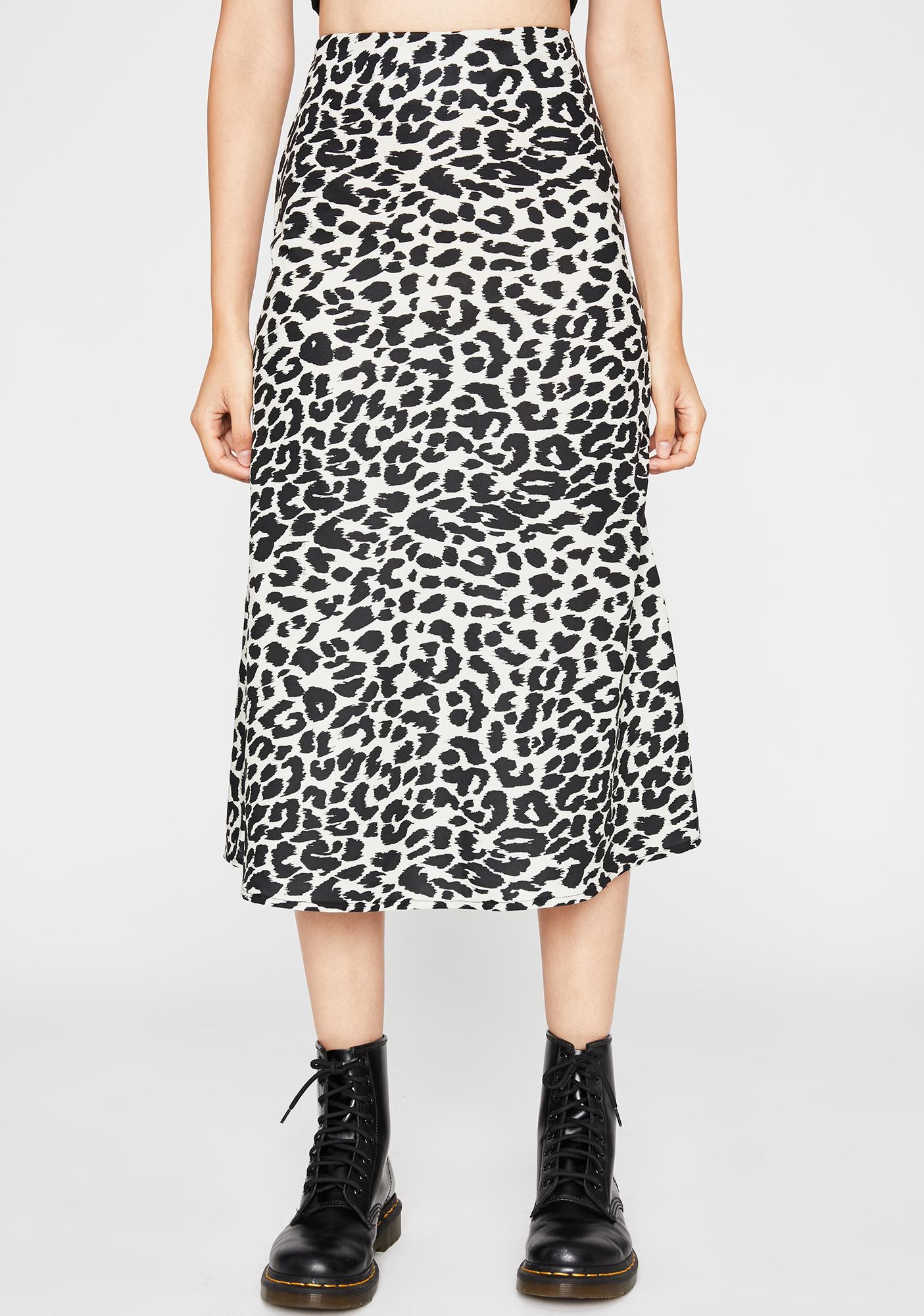 Leopard Print Mid Length Skirt Dolls Kill