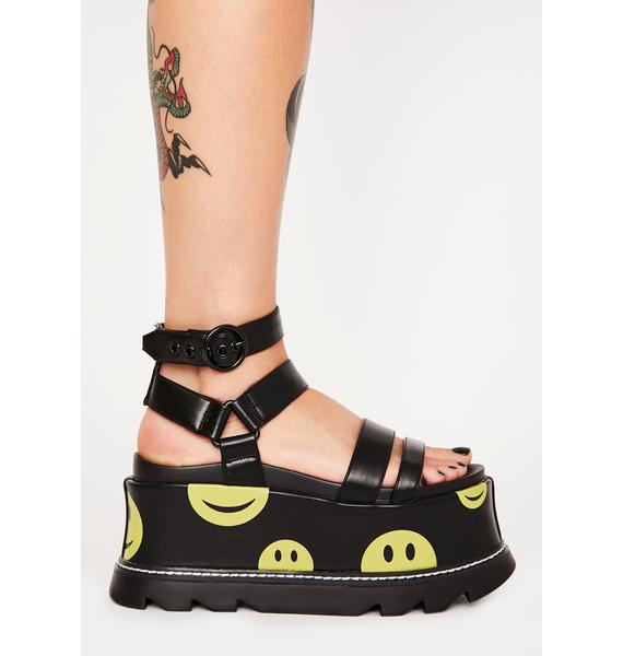 Lamoda Black Keep Smiling Platform Sandals Dolls Kill 