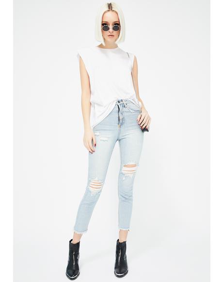 Distressed High Waisted Mum Jeans