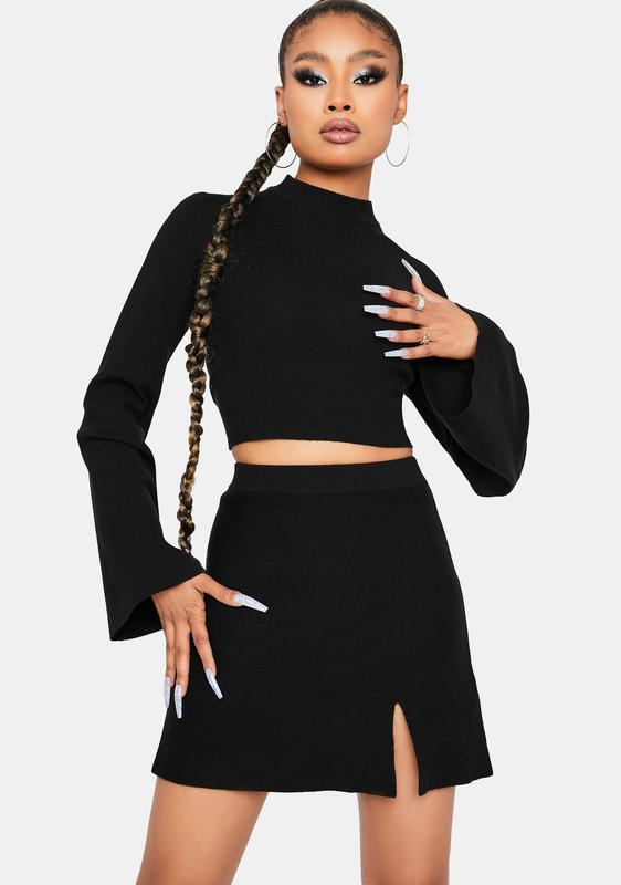 black mini skirt jumper