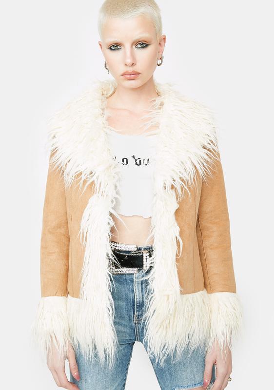 faux fur fringe jacket