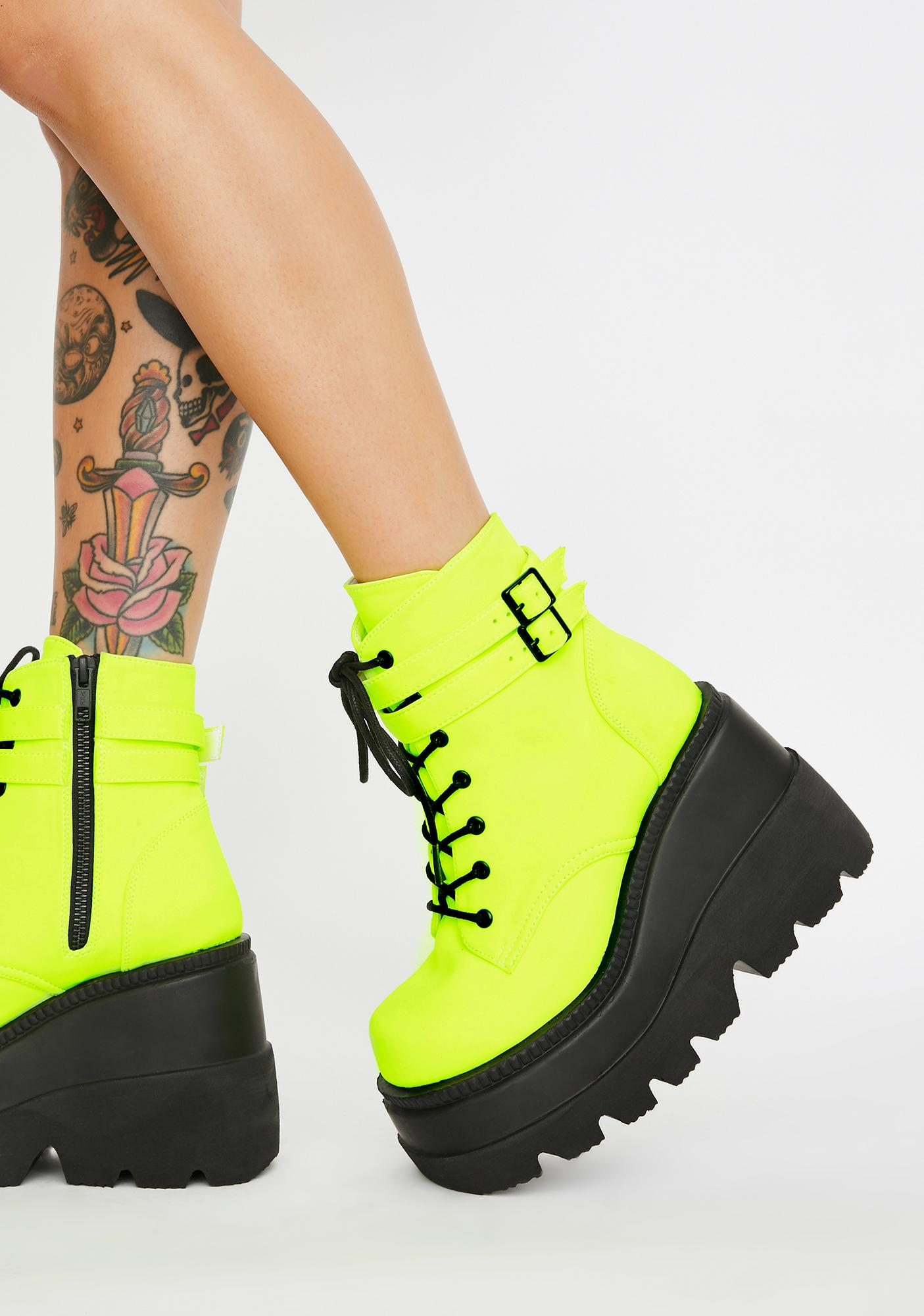 neon yellow boots
