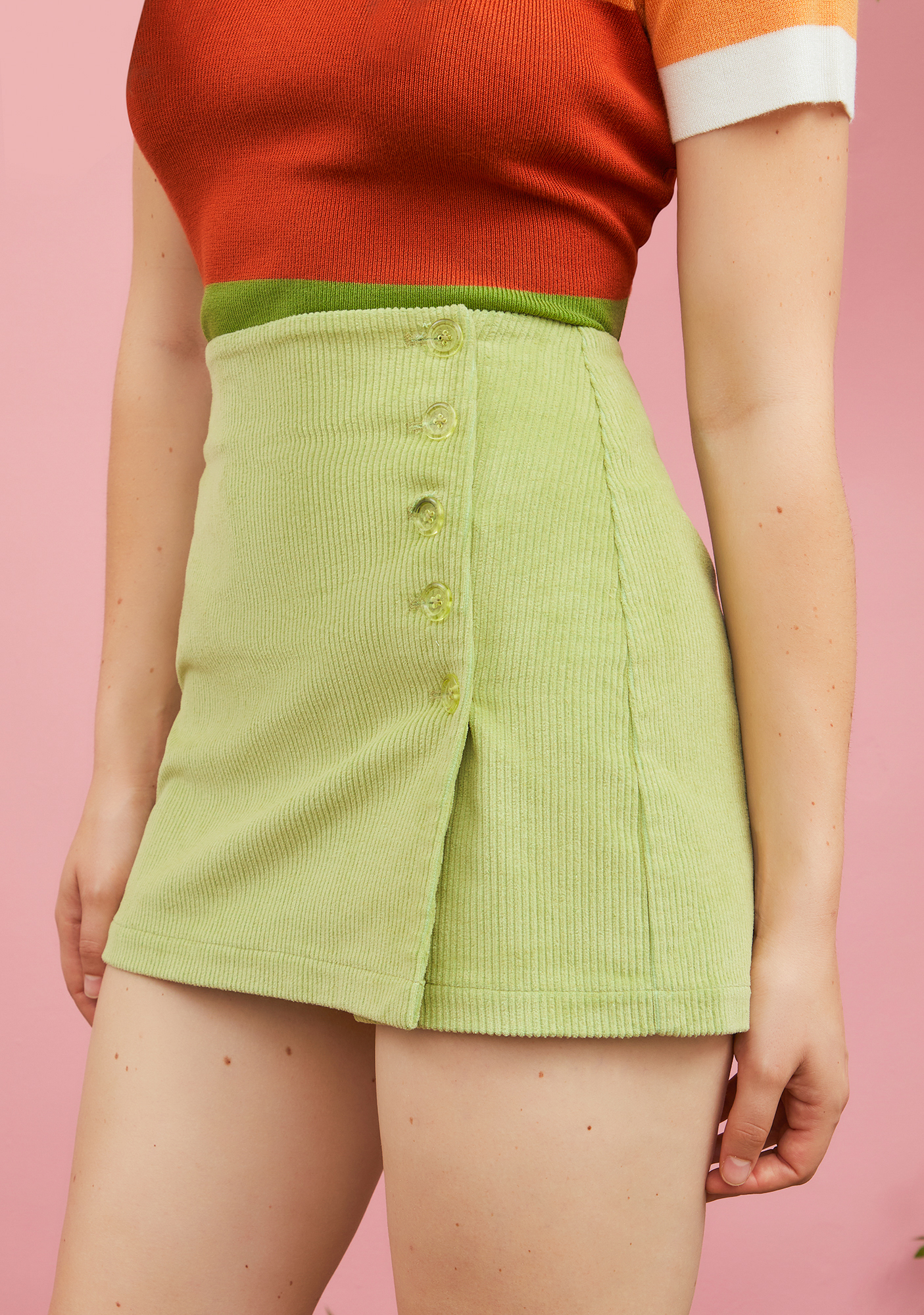 Sugar Thrillz Corduroy Button Up Mini Skirt - Green | Dolls Kill