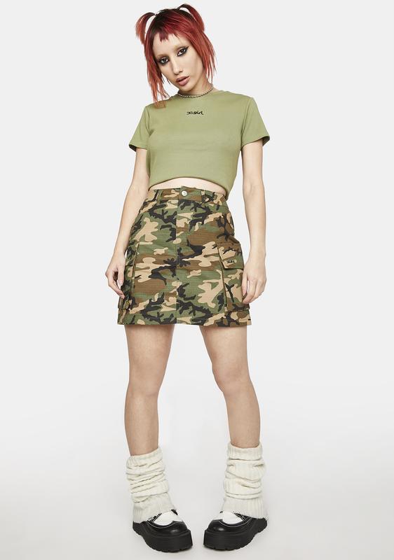 Camouflage Cargo Mini Skirt