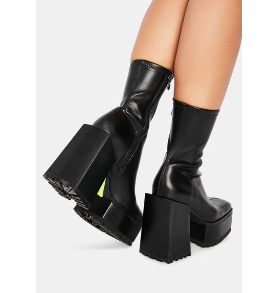 black square toe platform boots