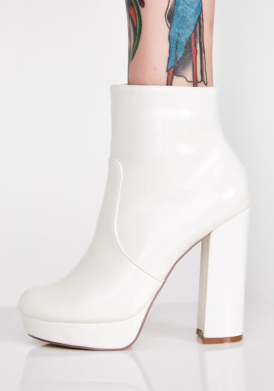 white platform booties