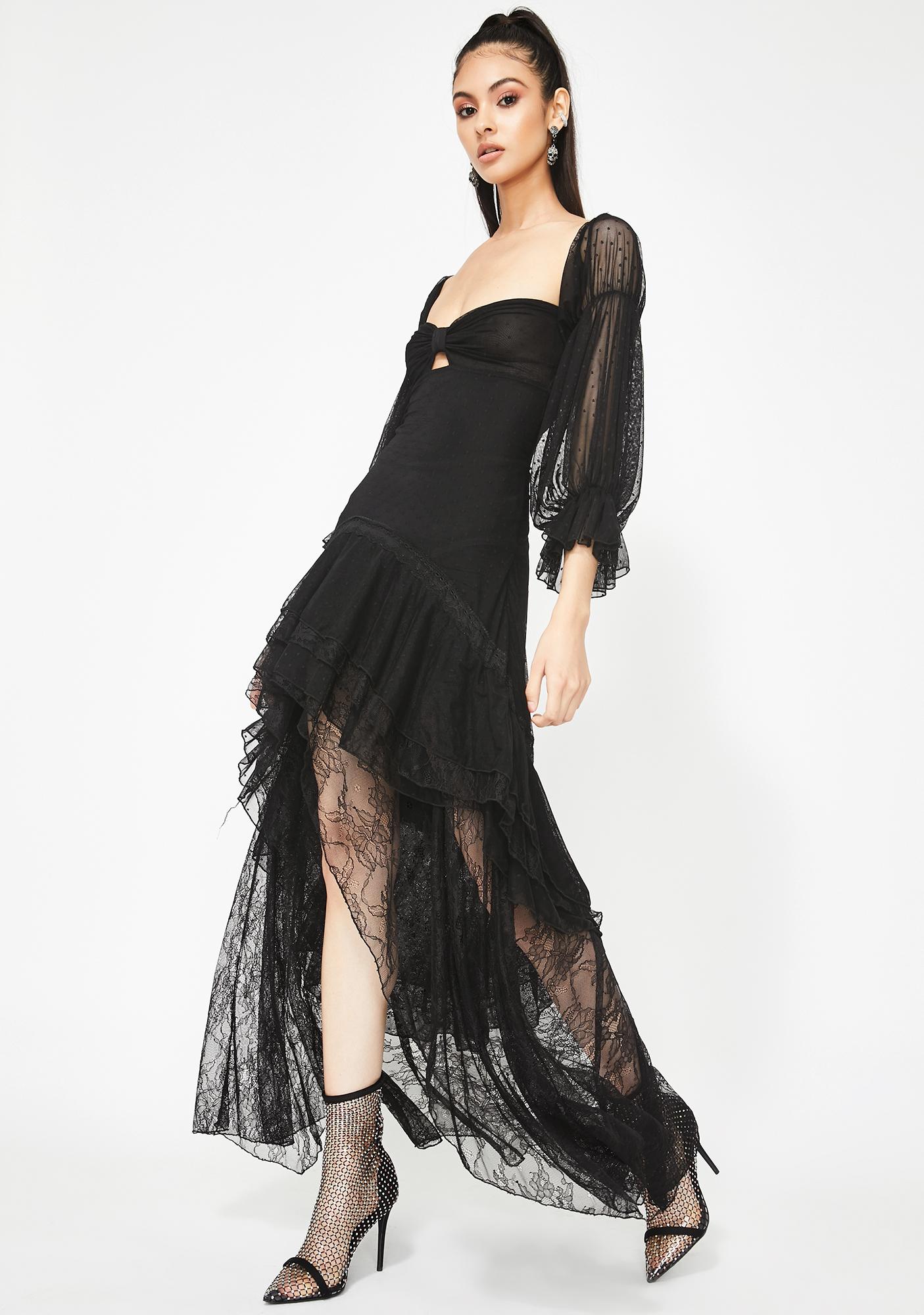 Kiki Riki Black Long Sleeve Tulle High Low Dress | Dolls Kill