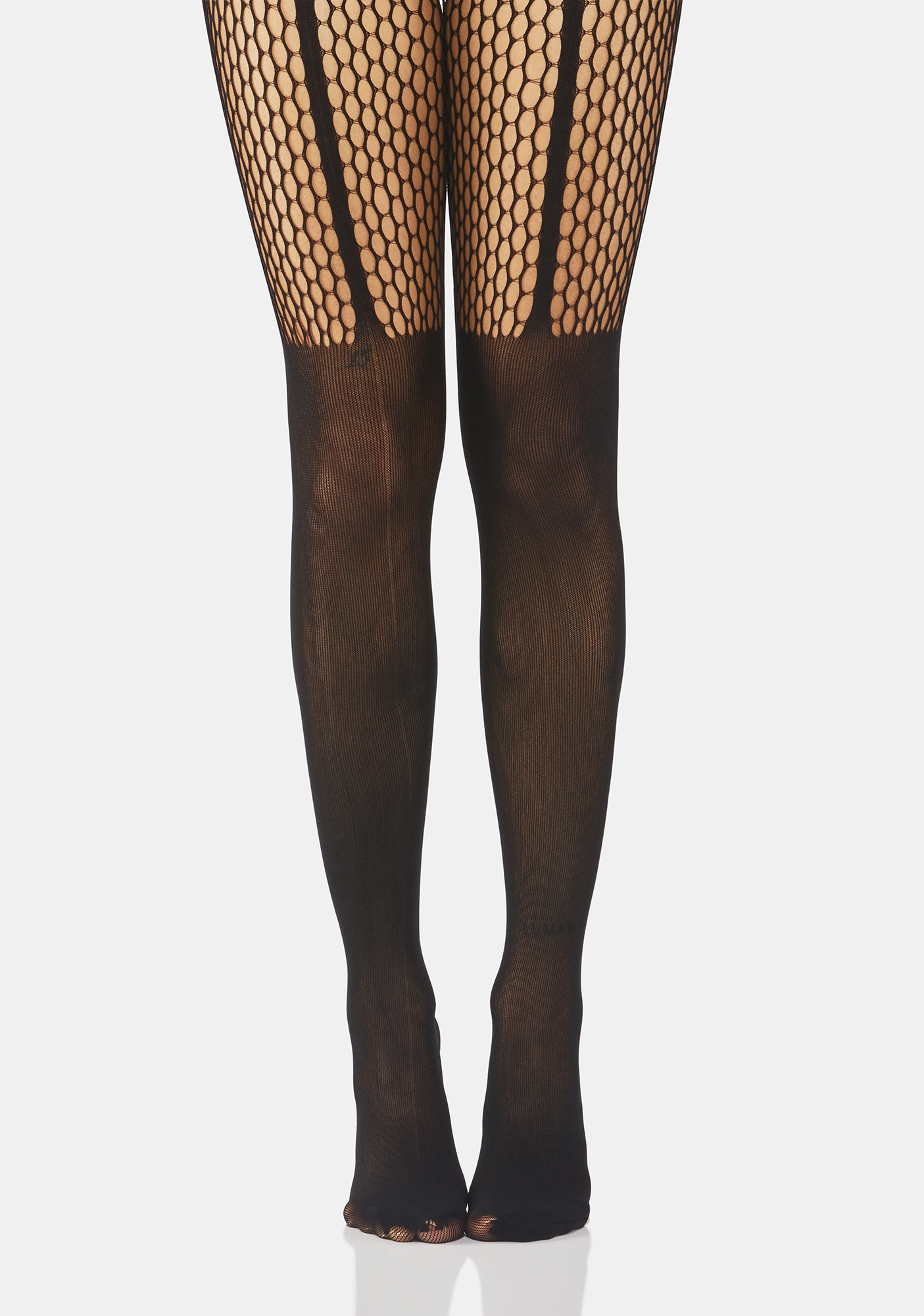 half fishnet tights