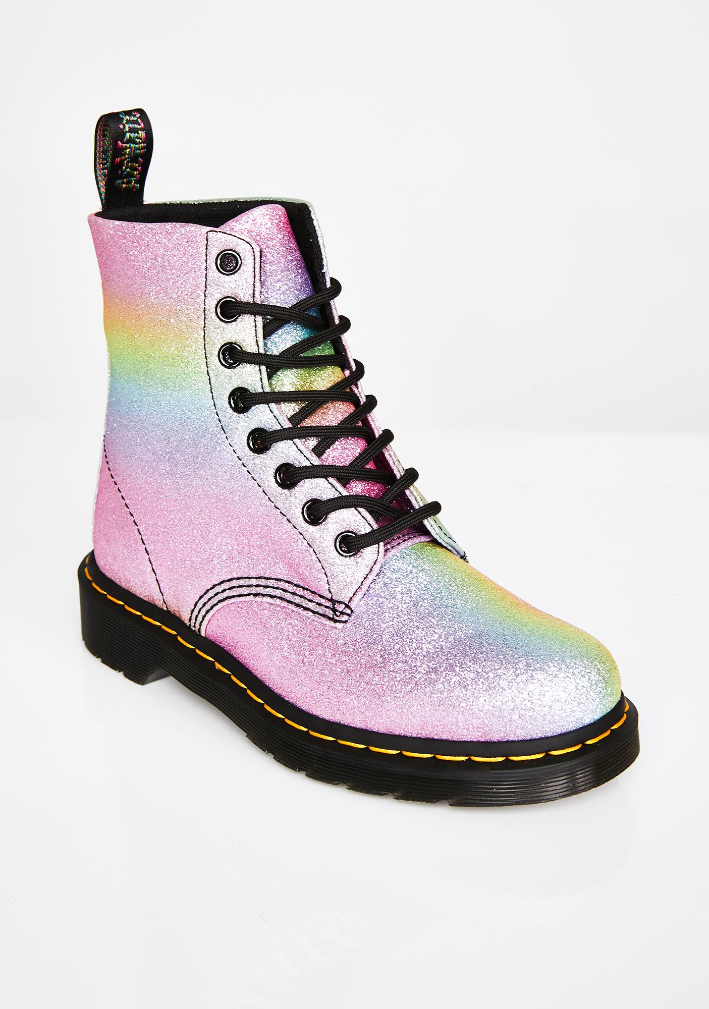 dr martens rainbow glitter shoes