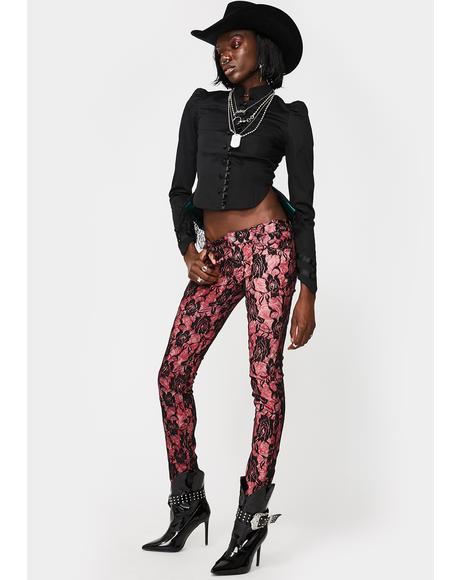 Rose Lace Skinny Jeans