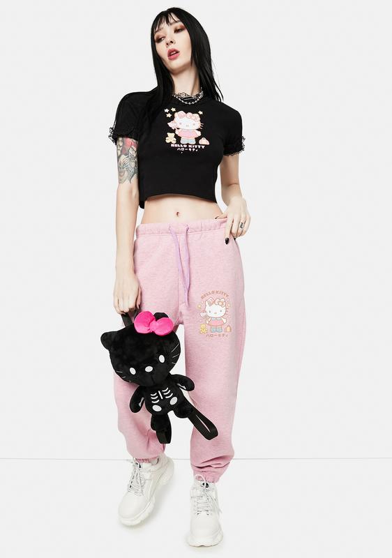 NGOrder Black Hello Kitty Crop Graphic Tee | Dolls Kill