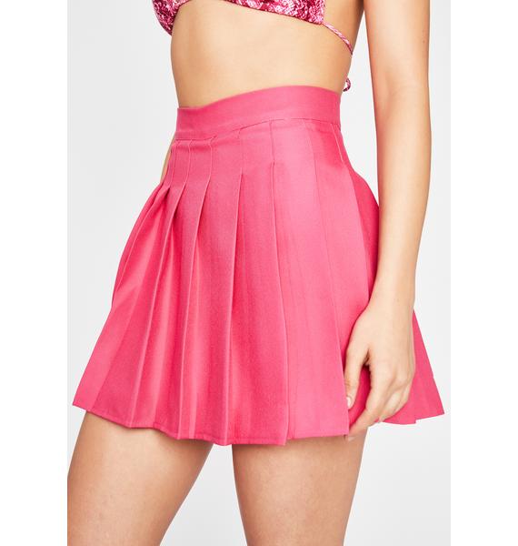 Pleated High Waisted Mini Skirt - Magenta Pink | Dolls Kill
