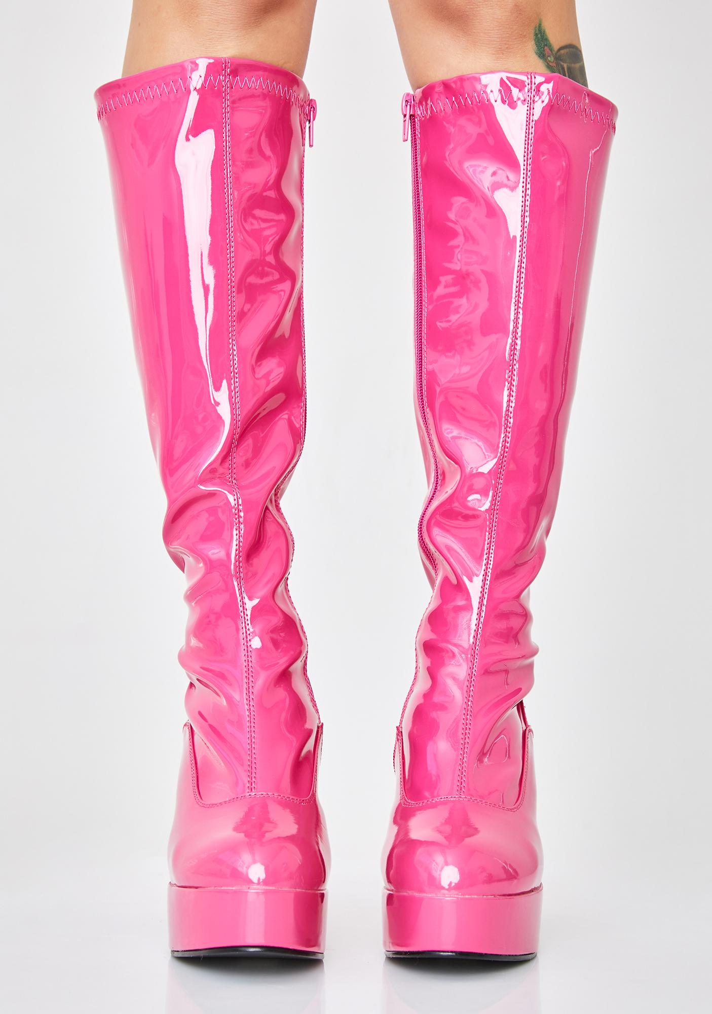 Halloween Pink Patent High Heel Boots 