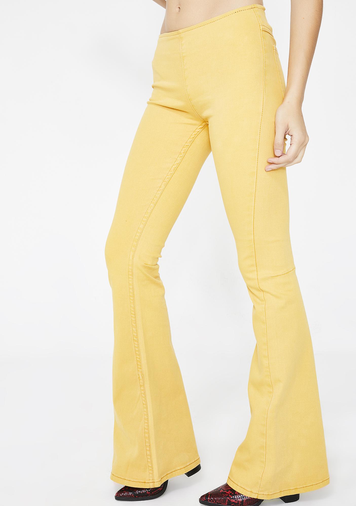flare pants yellow