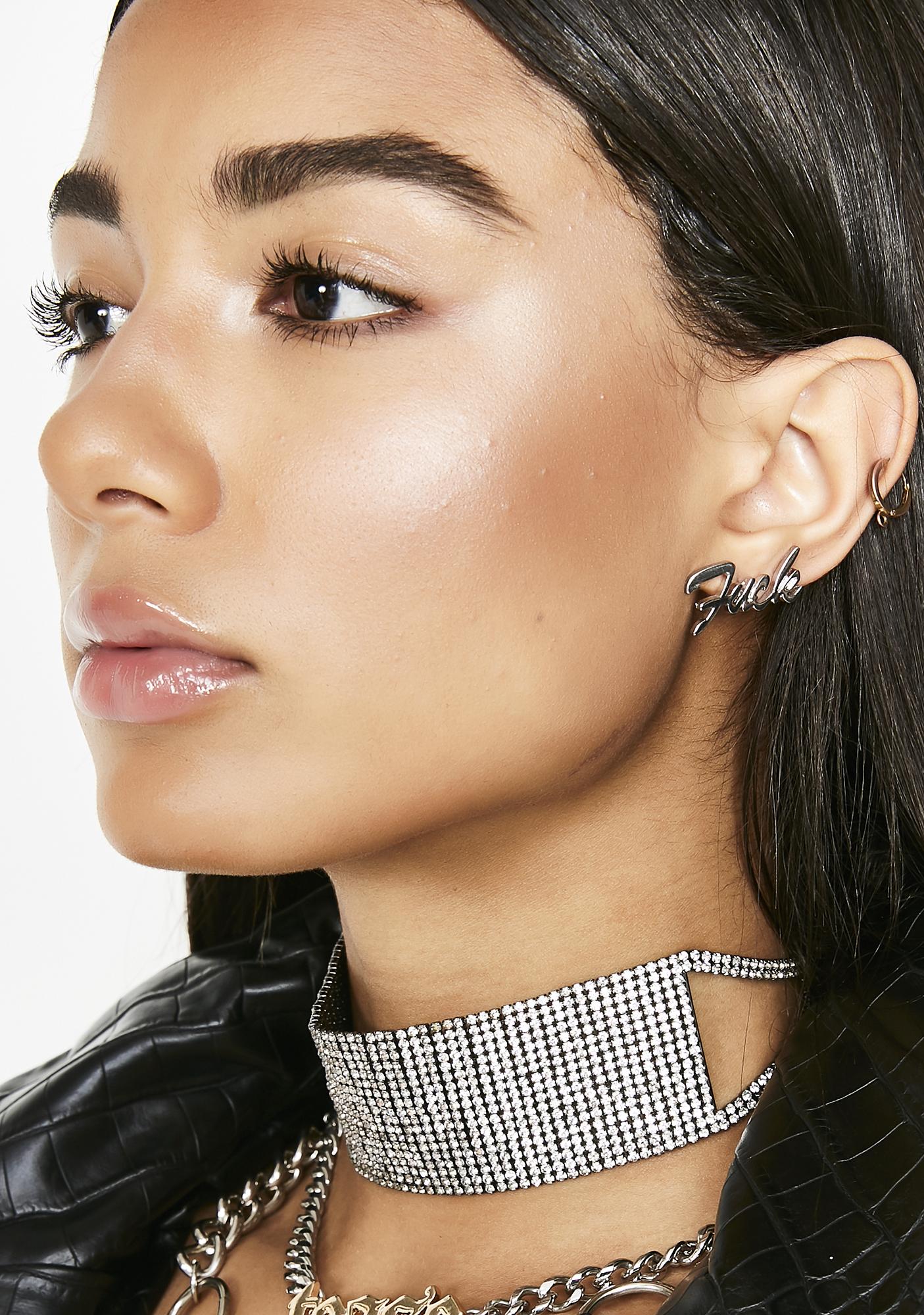 word stud earrings