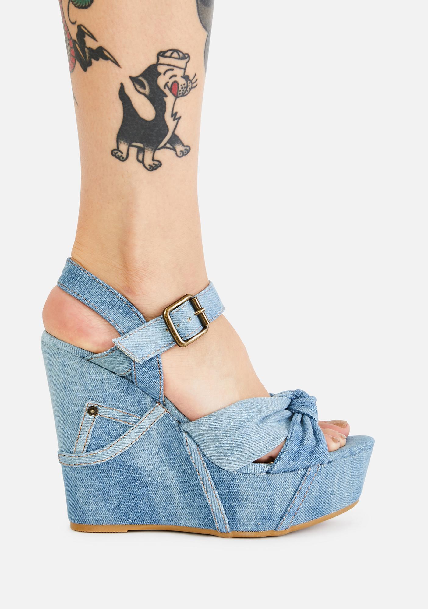 blue jean wedge heels