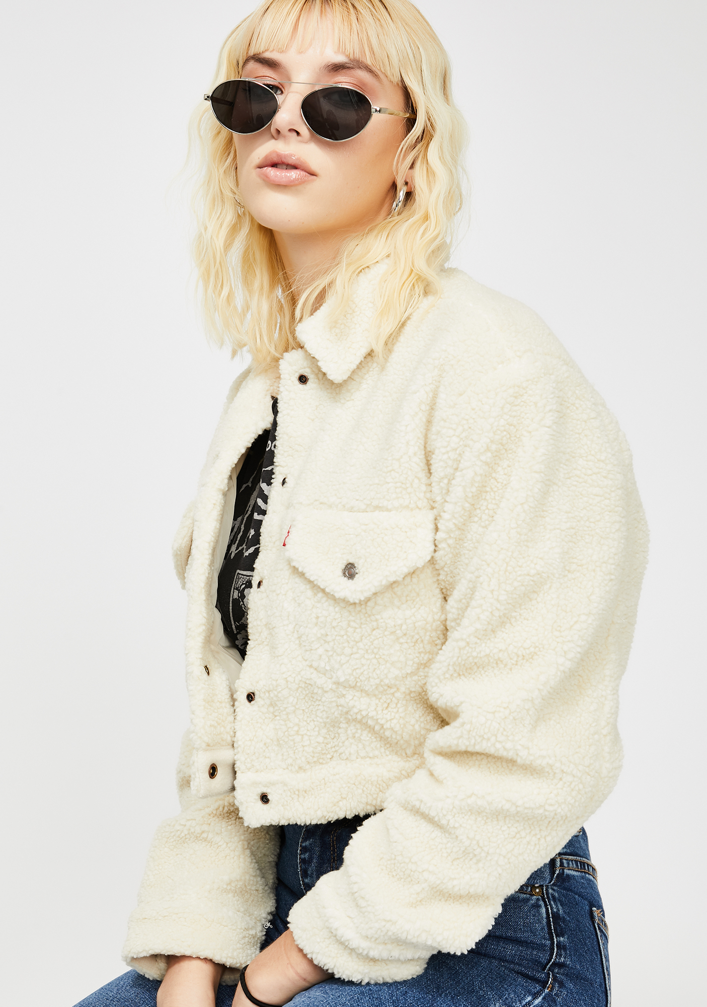 cropped sherpa jacket