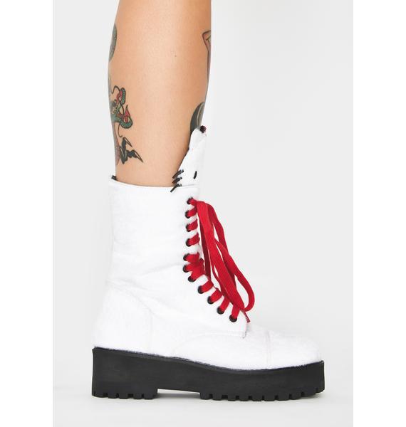 Dolls Kill Hello Kitty Fuzzy Ankle Boots Kawaii Punk Dolls Kill